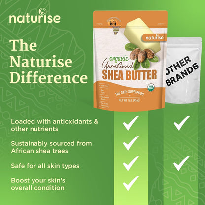 African Pure Shea Butter Raw Organic, for Skin and Hair, 1 lb